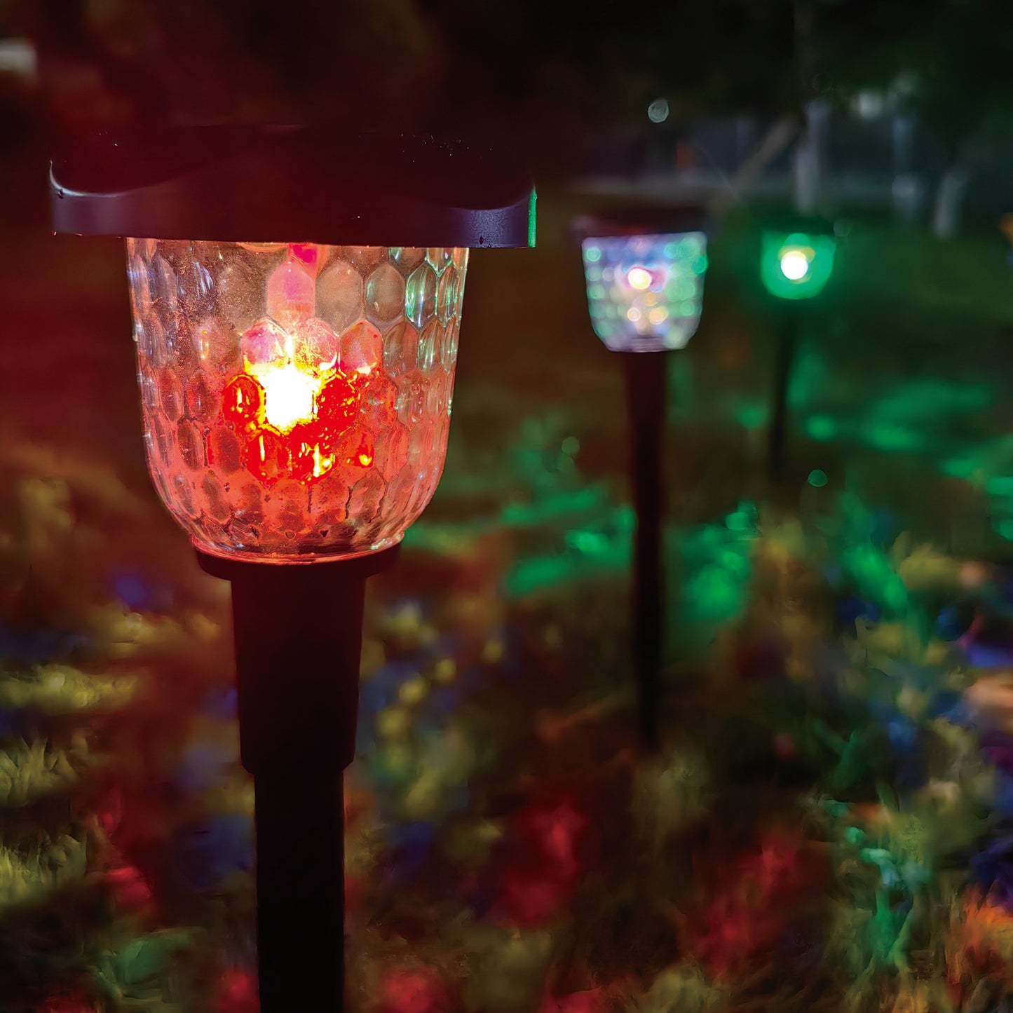 Color Changing LED Solar Lights, Waterproof Solar Path Lights for Walkway Yard Party Halloween Christmas