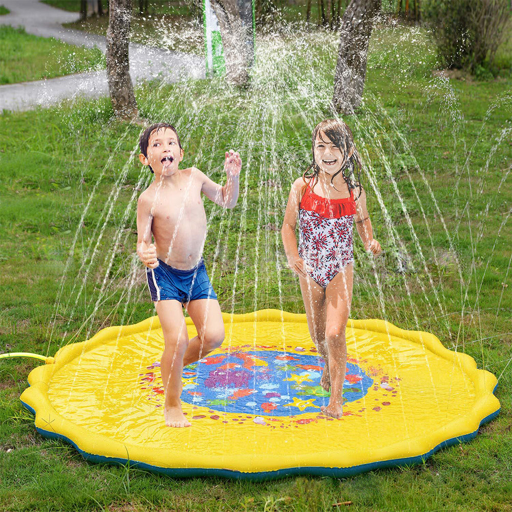 39-67in Inflatable Splash Pad Pool Sprinkler Summer Kids Dogs Play Water Toys