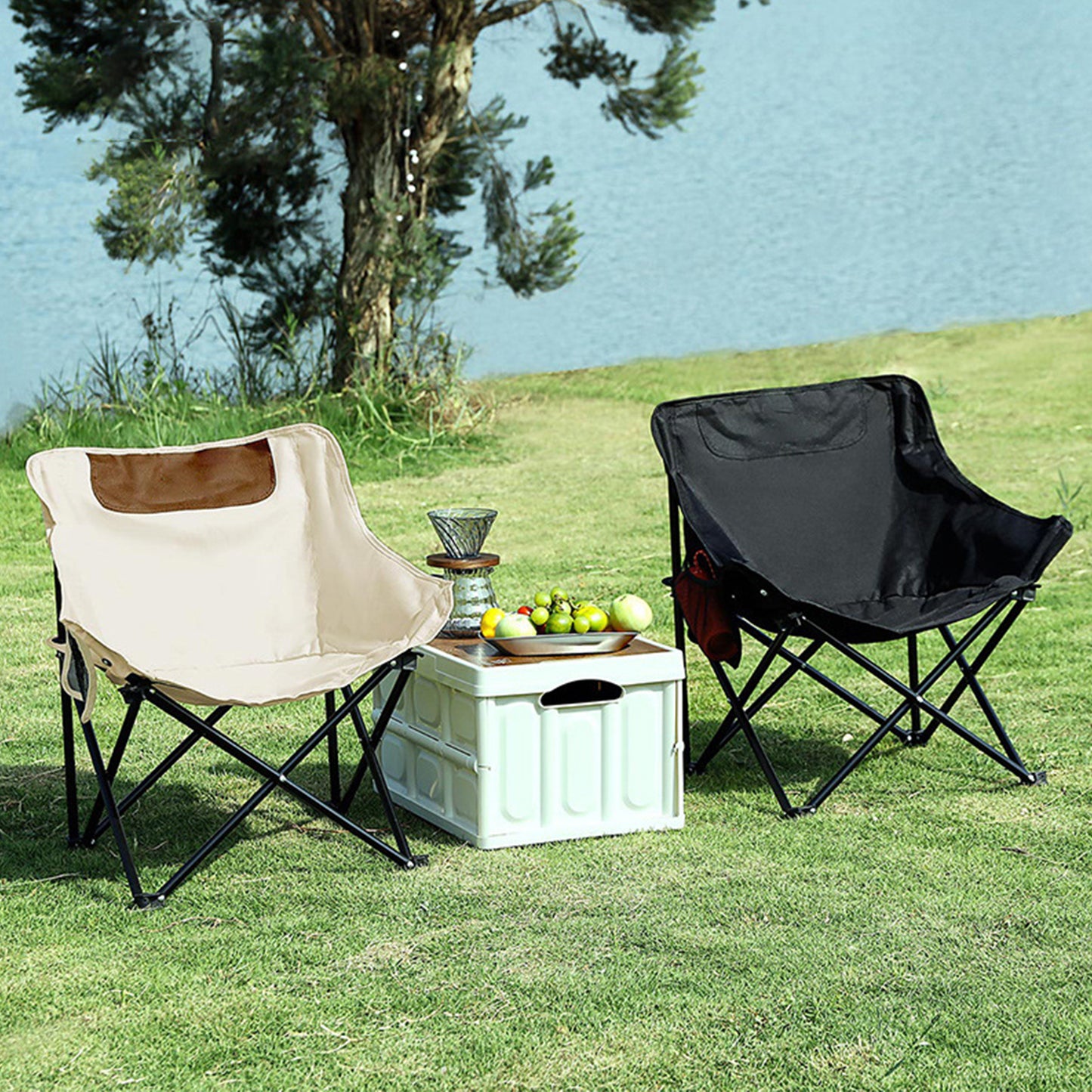 Foldable Camping Chair Oversized Oxford Fabric Moon Chairs Folding Camping Chairs