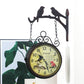 Double Side Vintage Wall Clock  Indoor/Outdoor Station Garden Porch Retro Dual-Bird Decor Round Classic Wall Hanging Clock