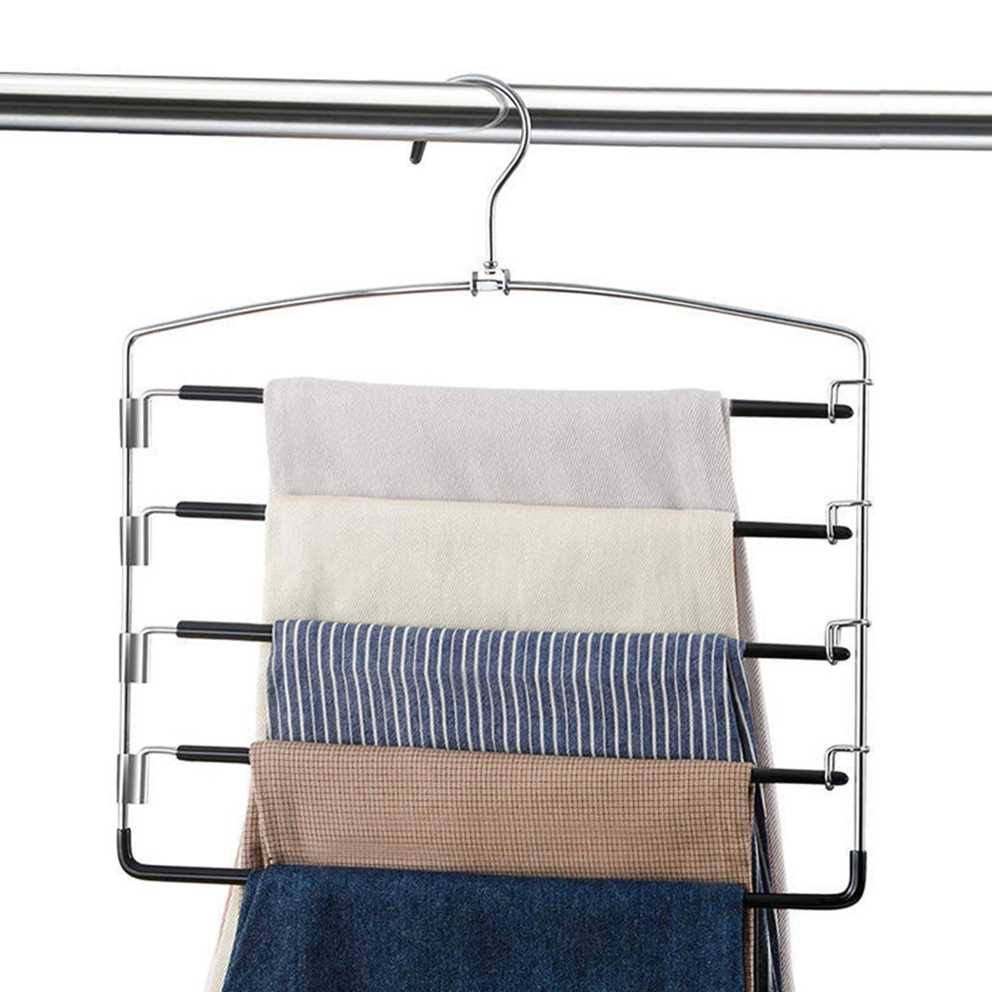 2PCS 5in1 Pants Clothes Hook Space Saving Hanger Drying Rack Hanger Closet Organizer