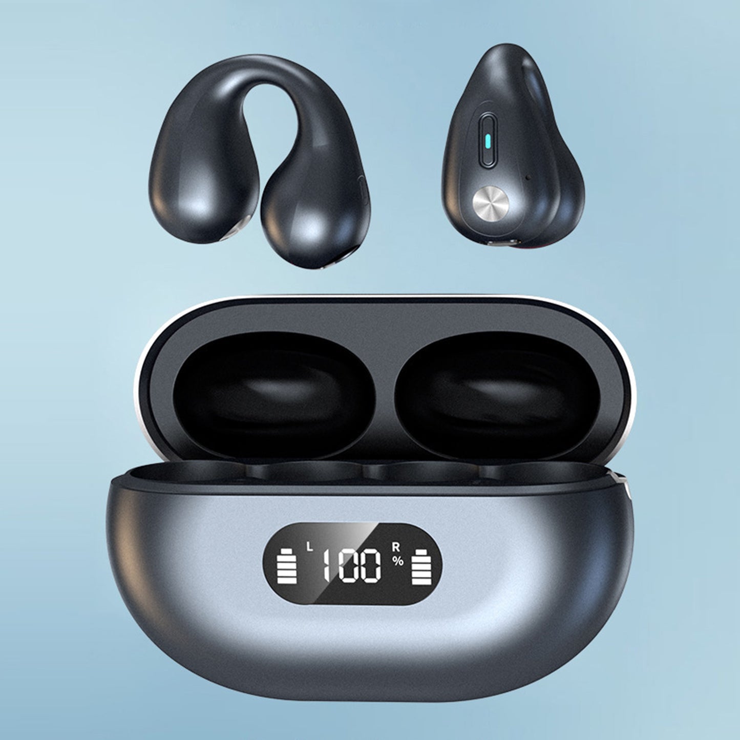 Ear-Clip Bluetooth 5.3 Stereo Earphones Waterproof Wireless Headphone Noise Reduction Earbuds for Sport