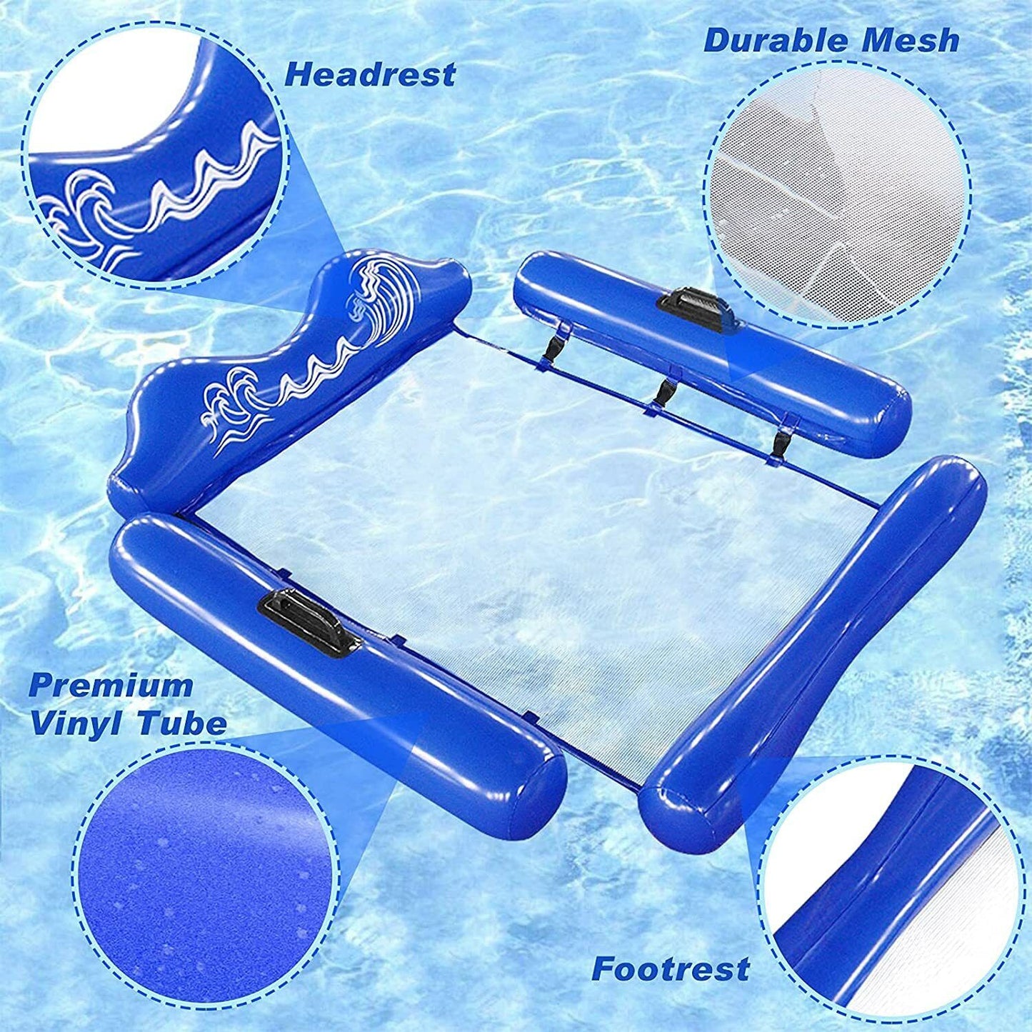 Adults Summer Beach Foldable Water Inflatable Floating Bed Raft Backrest