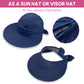 Travel in Style with this 2-in-1 Sun Visor Hat Zip-Off Foldable Design, UV Protection Wide Brim and Magic Sticky Bow Decoration Perfect Fit for Women on Hiking Travel