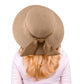 Women's Straw Sun Hat Breathable Wide Brim Hat with Bow Ribbon