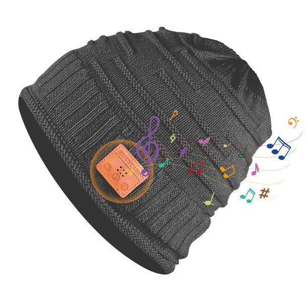 Bodychum Music Beanie Hat for Men Women, Bluetooth Knitted Beanie Built-in Microphone for Outdoor Sports Unisex- Gray