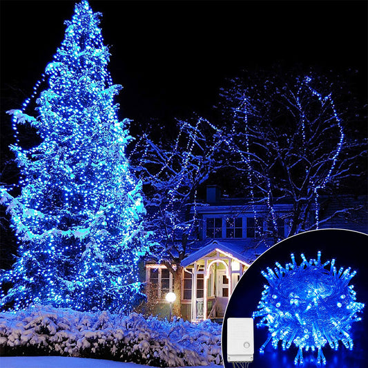 Halloween Christmas Lights Outdoor Decorations 100 LED 33Ft 8 Modes Fairy String Lights, Clear Wire LED String Light Decor for Wedding Party