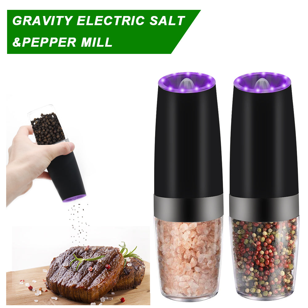Aptoco Battery Gravity Pepper Grinder Mill Set, Electric Salt