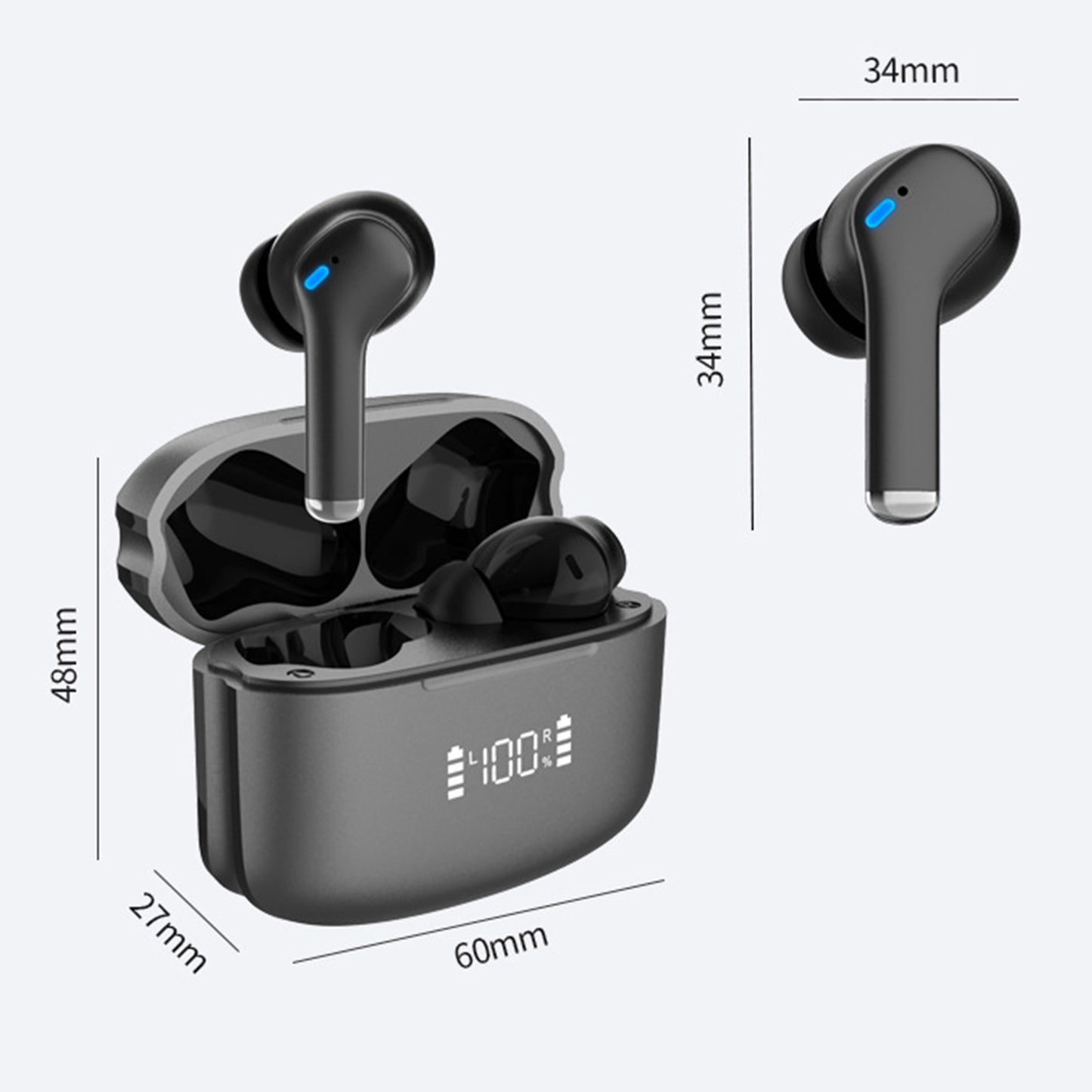 Dual Noise Cancelling True Wireless Earbuds Bluetooth Headphones