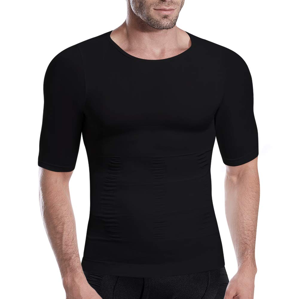 Mens Slimming Shaper Vest Short Sleeve Workout Shirt Practical Gift