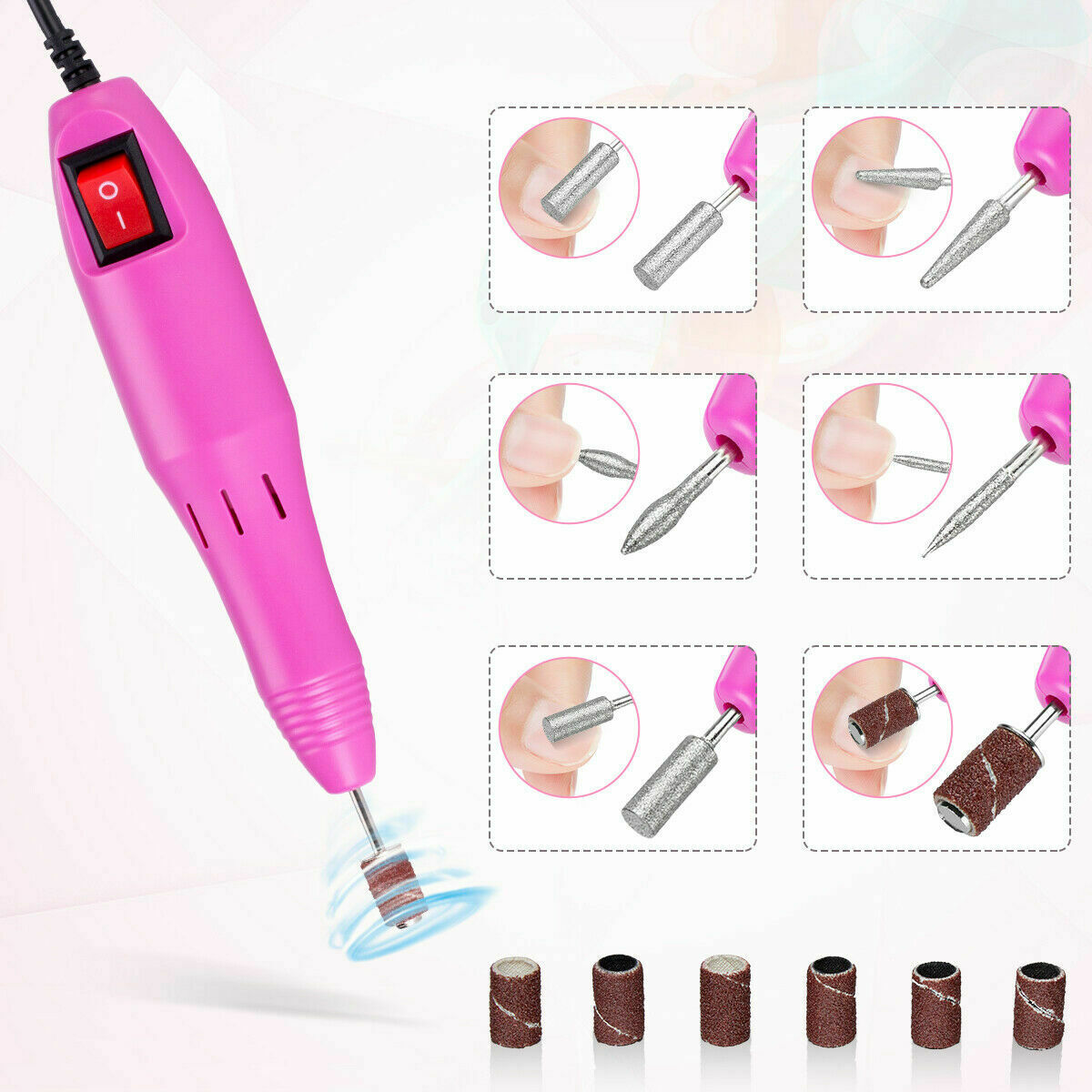 Electric Nail File Drill Manicure Machine Pedicure Tool Bits Set Kit