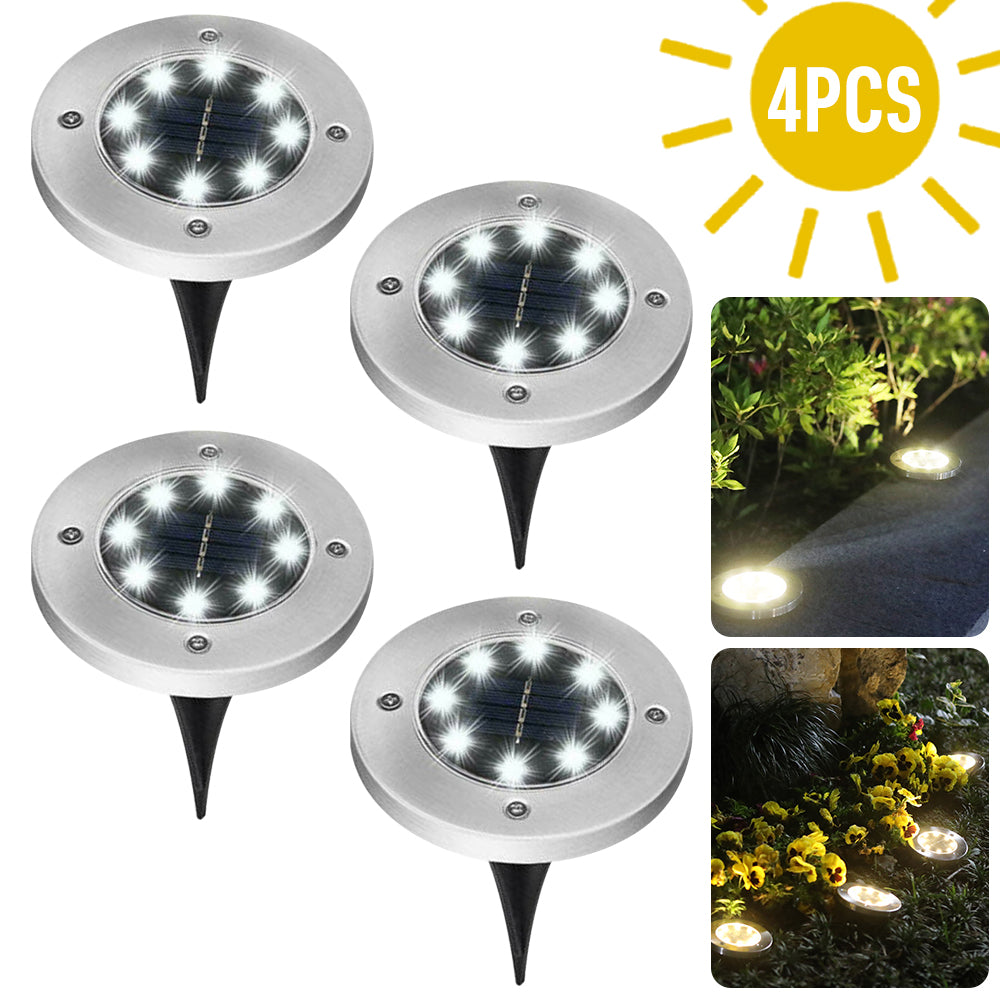 4 LEDs Solar Powered Buried Light Outdoor Pathway Garden Decking Lamps