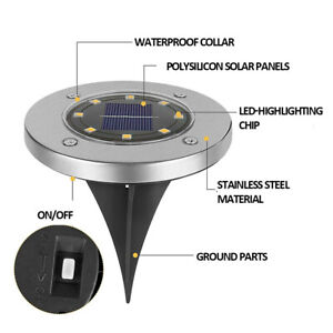 LED Solar Powered Path Lights Wireless Ground Lamp Waterproof Decor