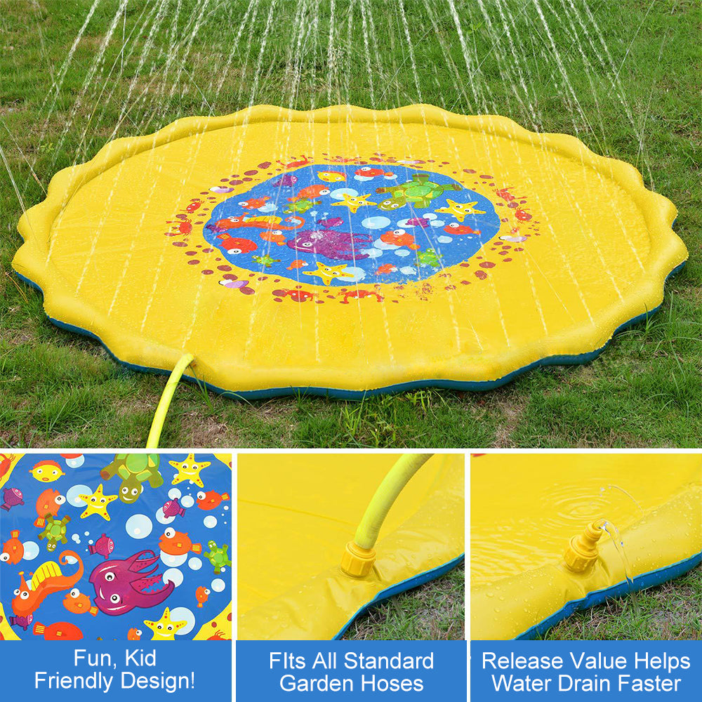 Kids Inflatable Round Water Splash Play Pools Playing Sprinkler Mat