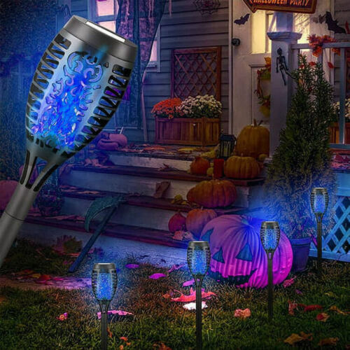 4Pcs Solar Halloween Light Flame Torch Lamp 33 LED Waterproof for Garden Decor