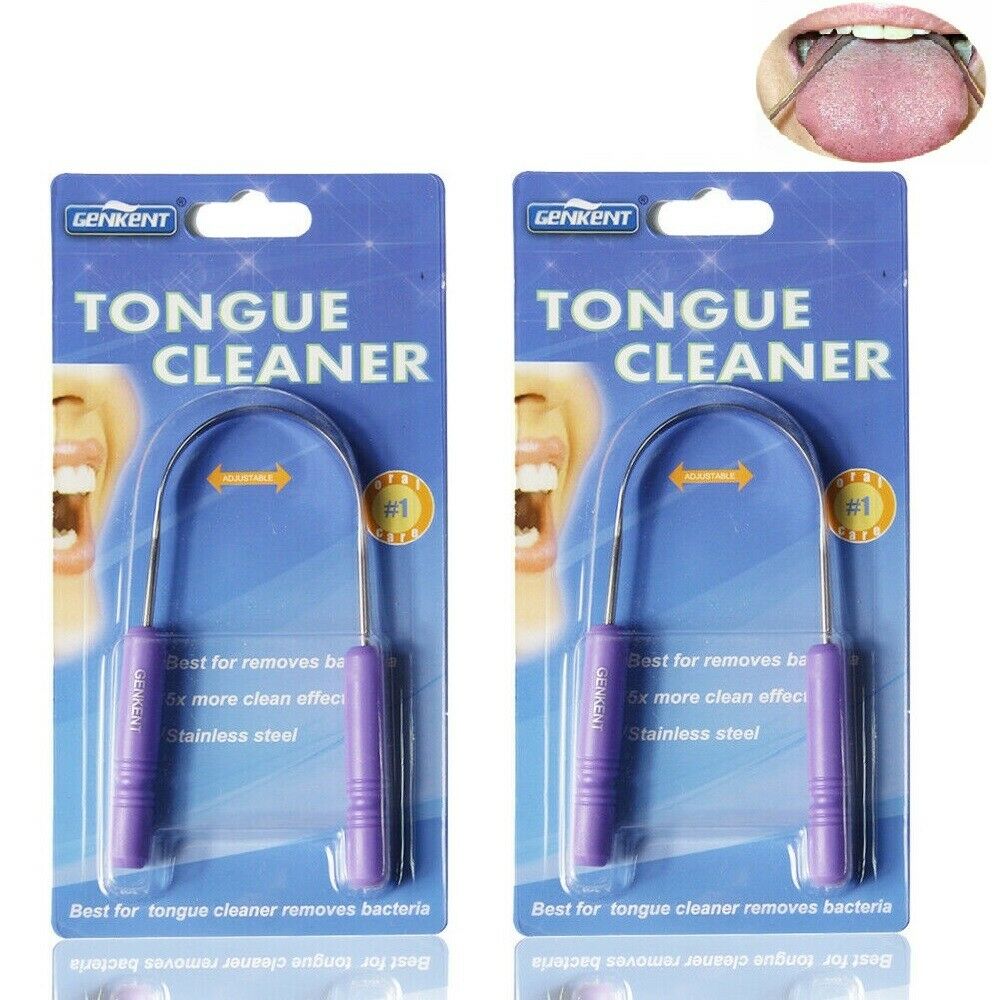2 PCS Stainless Steel Tongue Mouth Cleaner Scrapers for Oral Hygiene