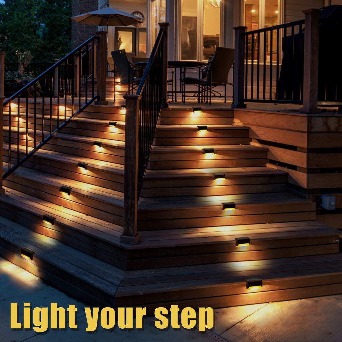 4Pcs Solar Deck Lights Outdoor Waterproof for Patio Step and Pathway