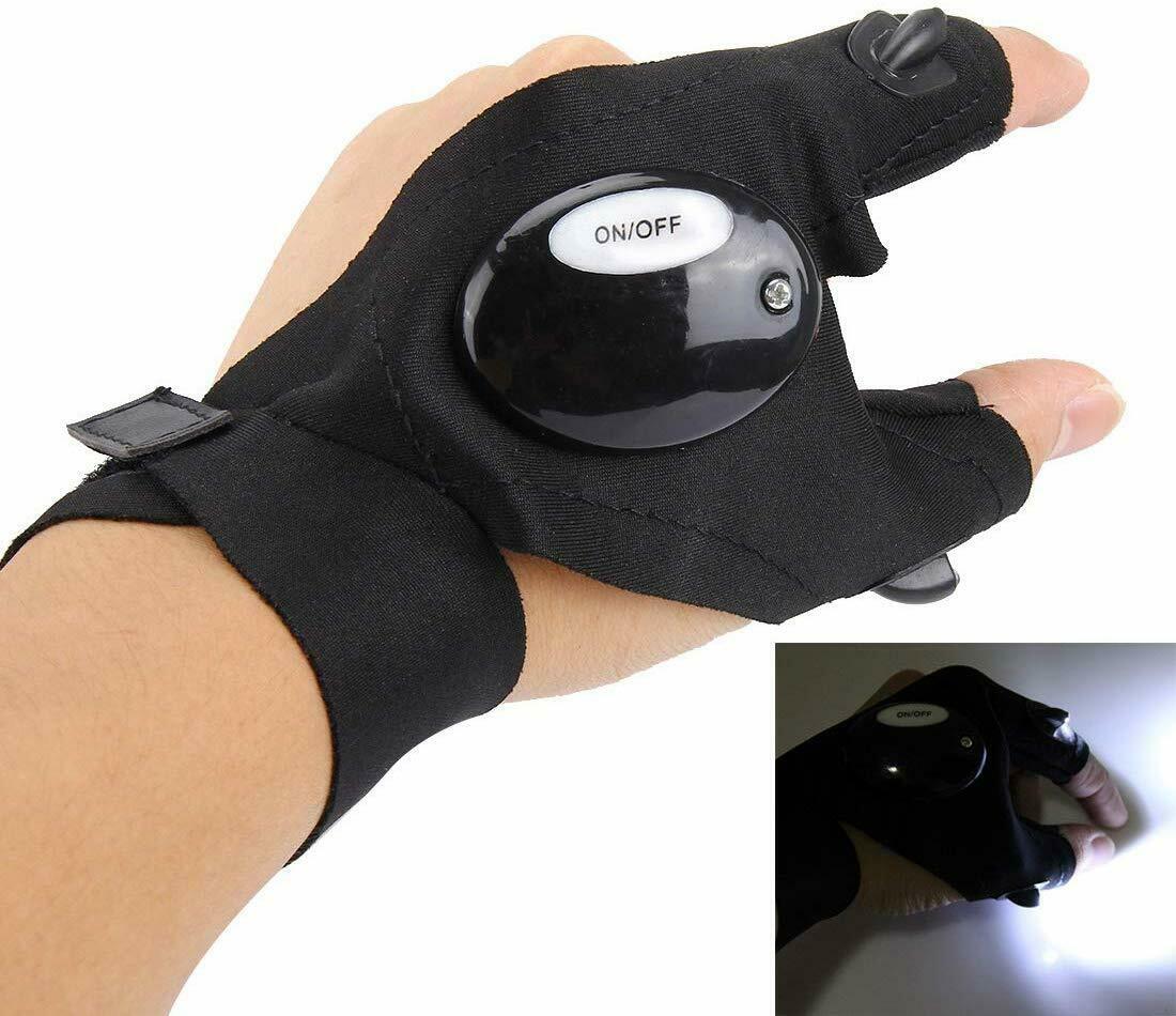 Night Light Waterproof Fishing Gloves with LED Flashlight Rescue Tool