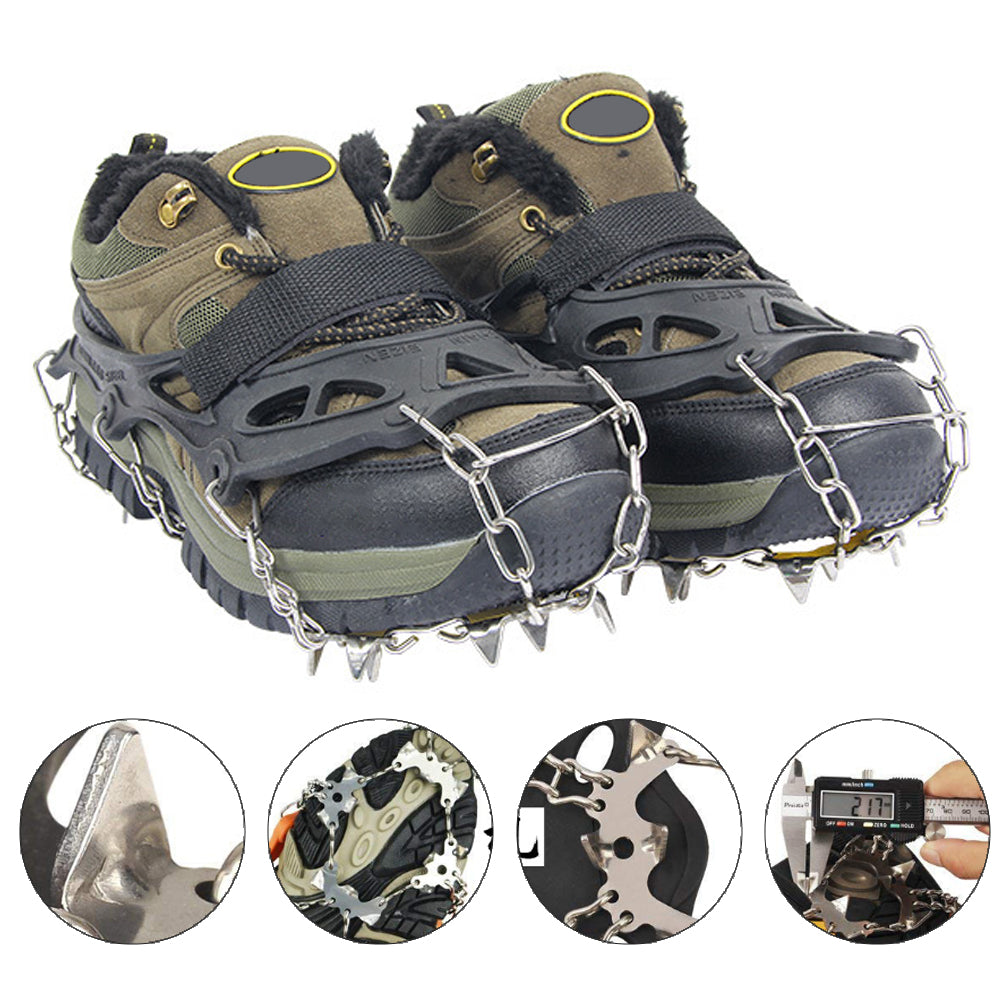 19 Spikes Stainless Steel Anti-Slip Ice Snow Grips for Shoes Cleats