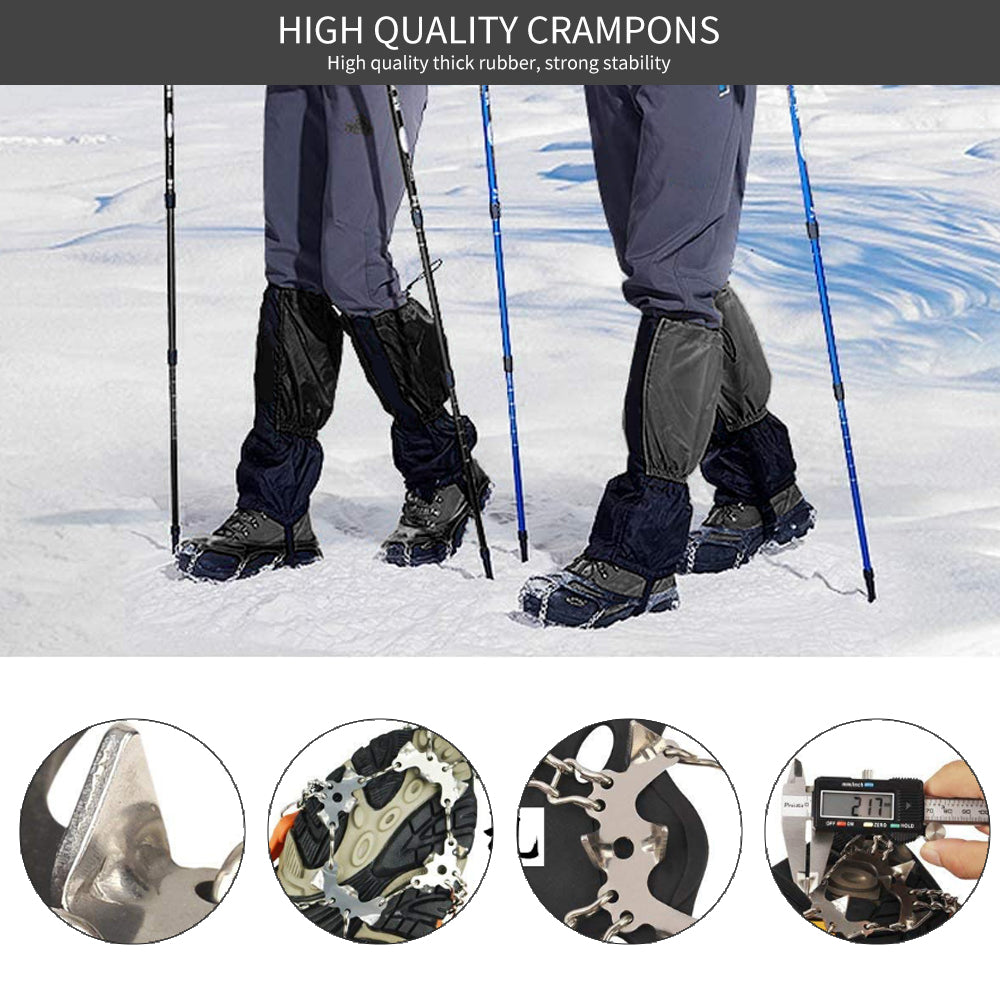 19 Spikes Stainless Steel Anti-Slip Ice Snow Grips for Shoes Cleats