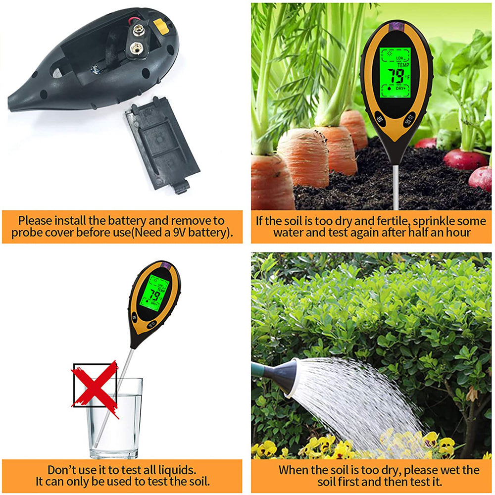 4-in-1 Soil Moisture Meter Tester Gardening Tool Tester Kits