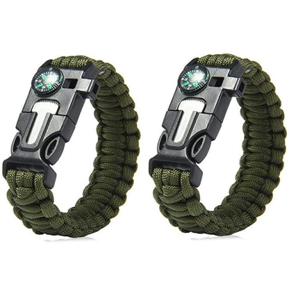 2 Pcs Emergency Bracelets Tactical Survival Gear with Compass Scraper