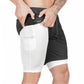Men 2 in 1 Running Shorts Gym Workout Quick Dry Mens Short with Pocket