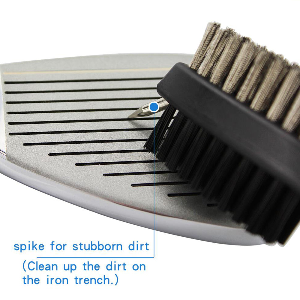 Golf Club Brush with Wire and Nylon Bristle Brushes Cleaning Tool