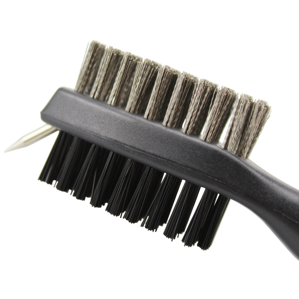 Golf Club Brush with Wire and Nylon Bristle Brushes Cleaning Tool