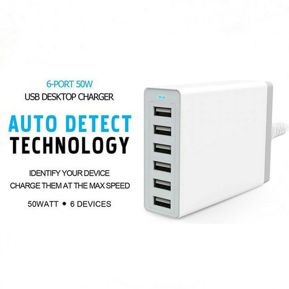 Fast Charger ower 50W 6-Port 1.6m USB Desktop Charging Station