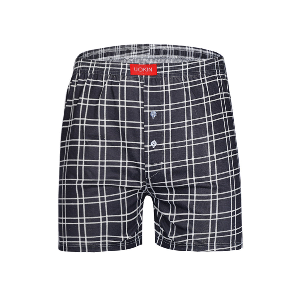 Men's Boxer Shorts Breathable Casual Loose Plaid with Button Underwear
