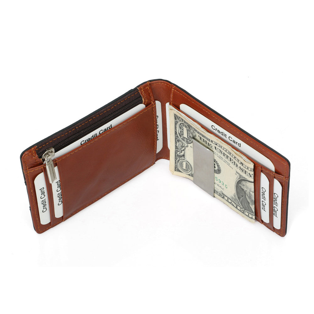 Portable Men's leather wallet with wallet RFID blocking credit card