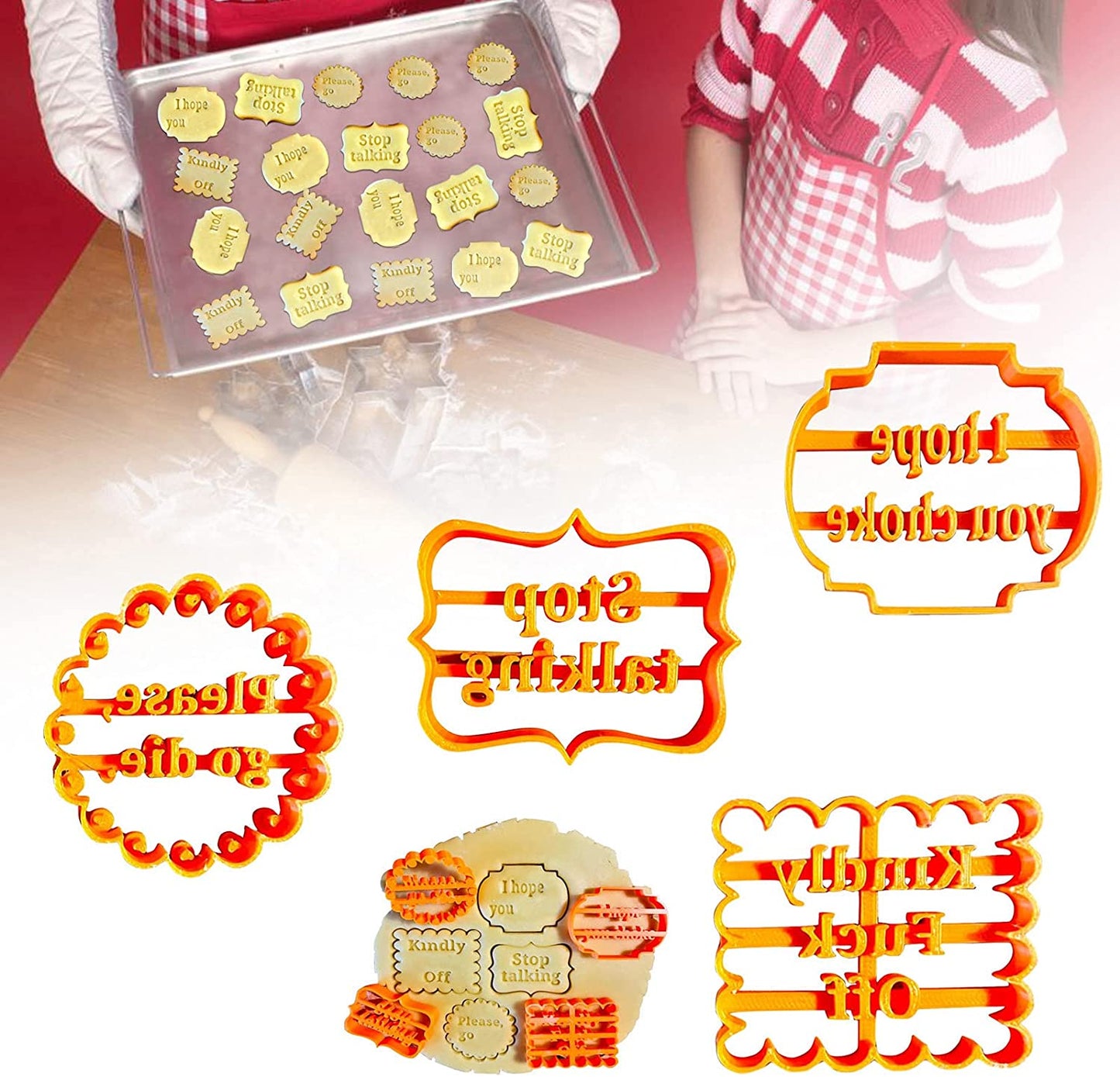 4Pcs Funny Cookie Molds Reusable Non-stick Cookie Cutters