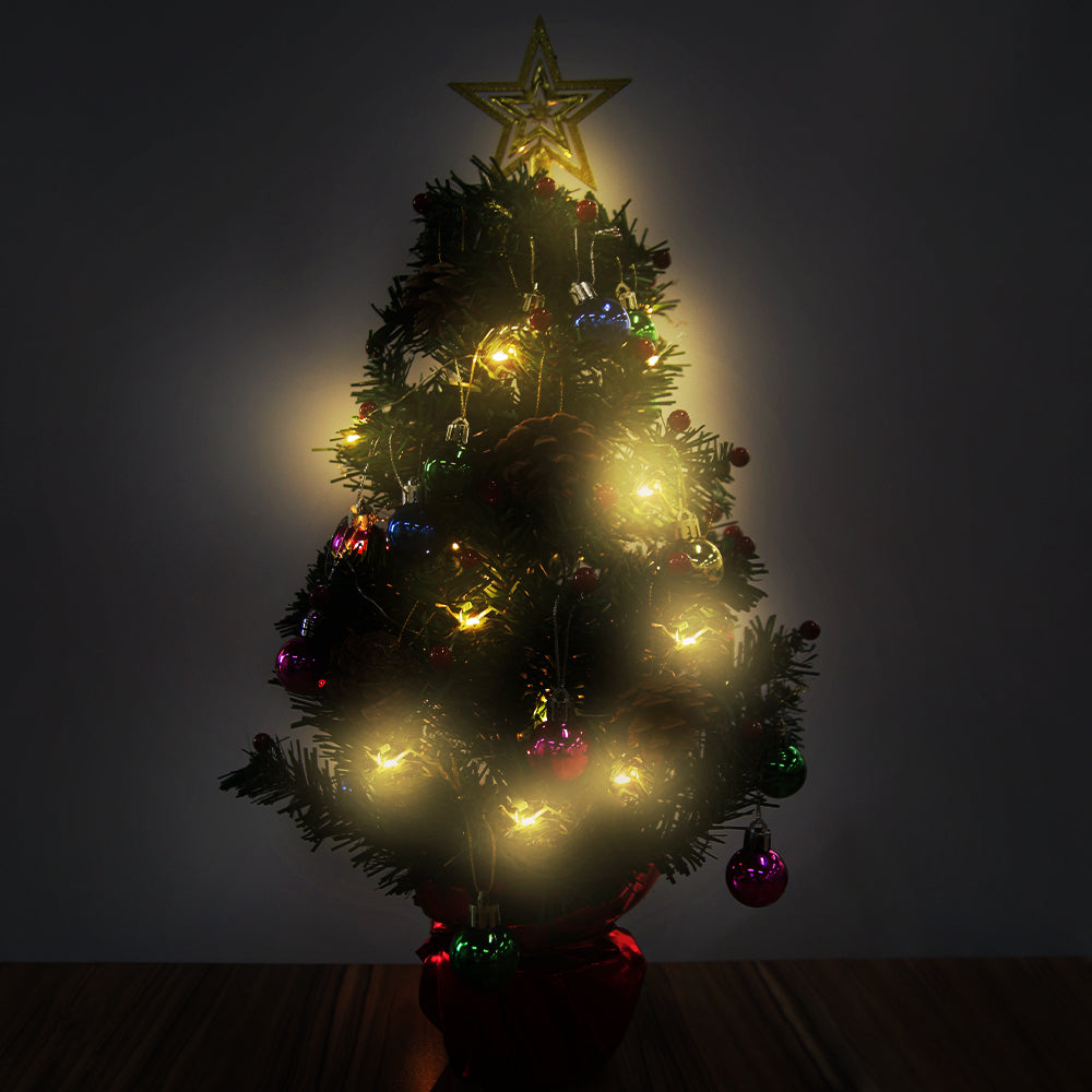 Tabletop Xmas Tree Mini Small Christmas Pine Tree with LED String Lights