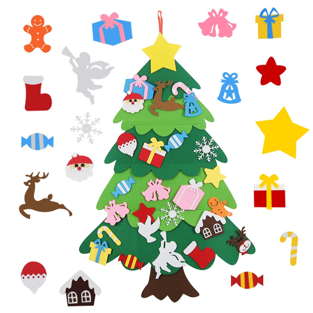 Christmas Tree 3FT DIY Felt with 27pcs Wall Hanging Detachable Ornaments