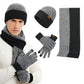 3Pcs Winter Scarf Hat Gloves Kit Beanie Hat & Long Scarf & Gloves Gift