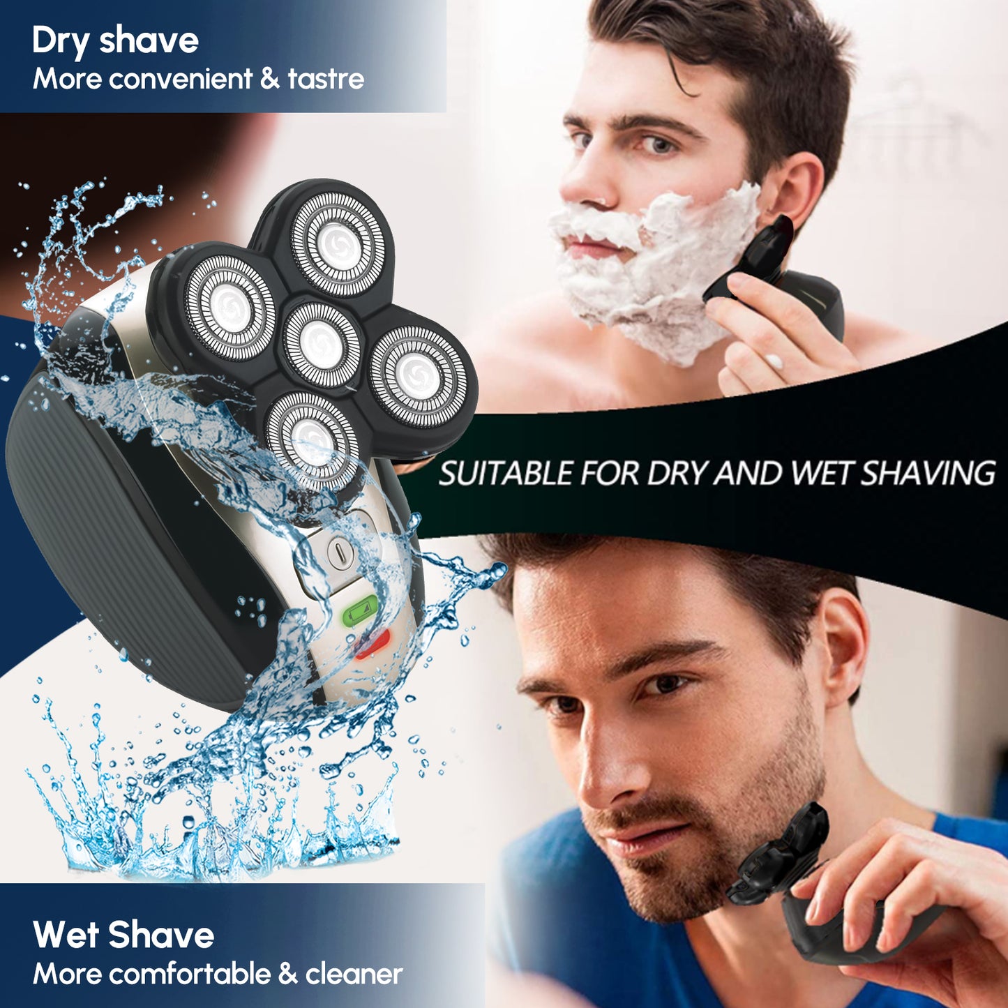 5-in-1 Electric Razor for Men Wet & Dry Rechargeable Rotary Shavers