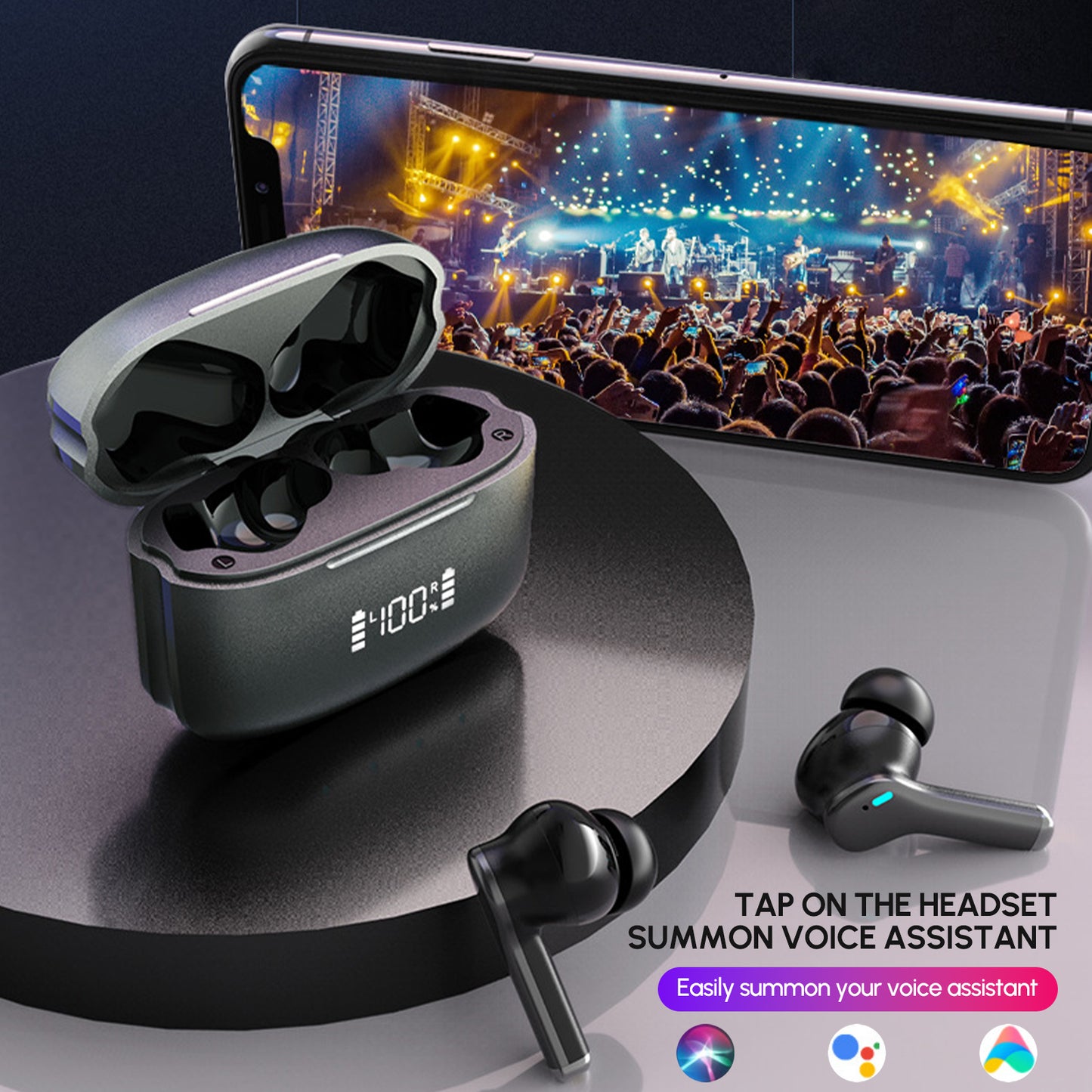 Dual Noise Cancelling True Wireless Earbuds Bluetooth Headphones