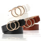 Leather Belt with Double O-Ring Buckle Jeans Waist Belts for Women