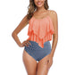 Bodychum Womens Two Piece Swimming Suits High Waisted Ruffled Tankini