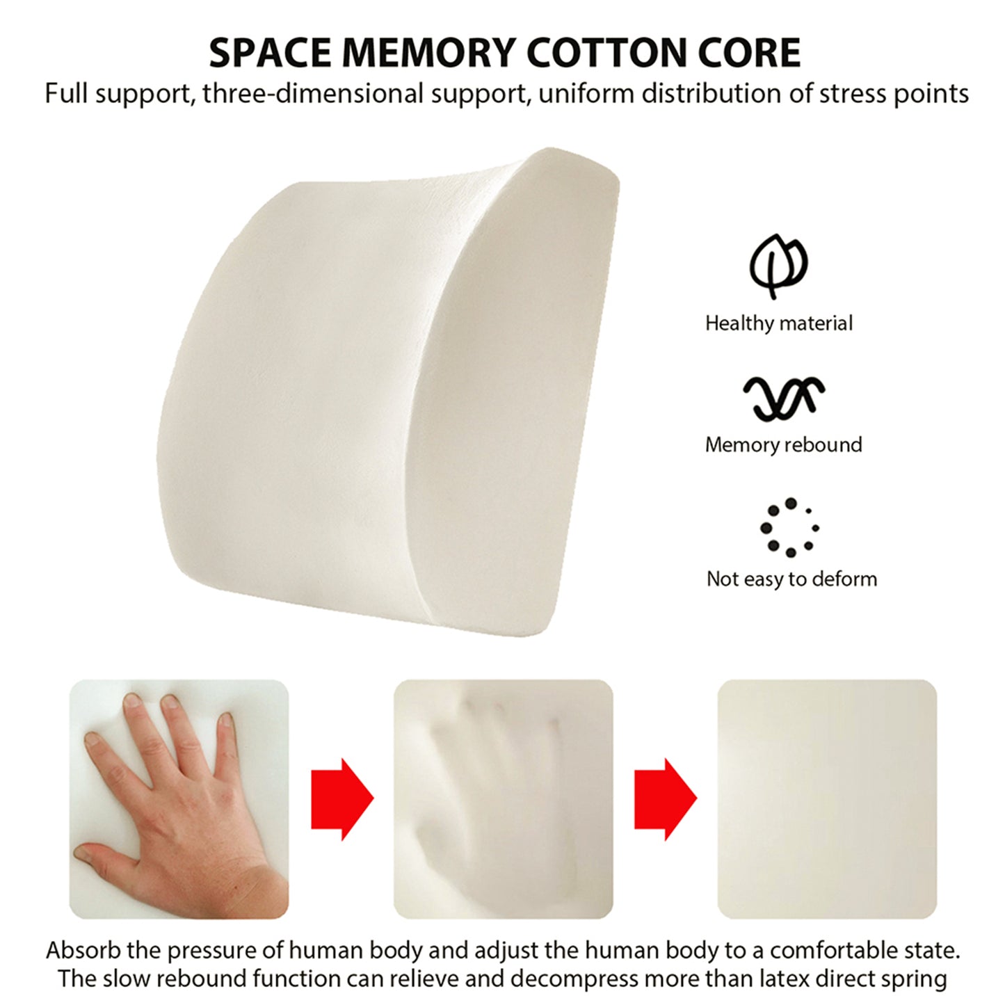 Premium Memory Foam Lumbar Support Cushion Lower Back Pillow for Chair