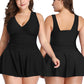 Plus Size Women V-neck Tankini Swimsuits with Shorts Two Piece Suits