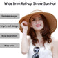 Wide Brim Visor Foldable Hat Straw Beach Sun Hat Rollup Summer Outdoor