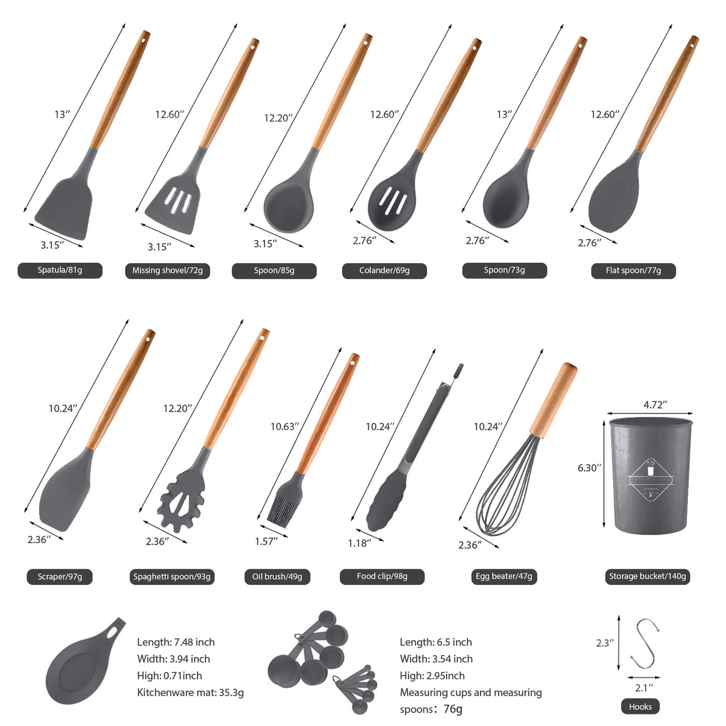 33Pcs Silicone Kitchen Utensils Set Non-Stick Cookware for Kitchen