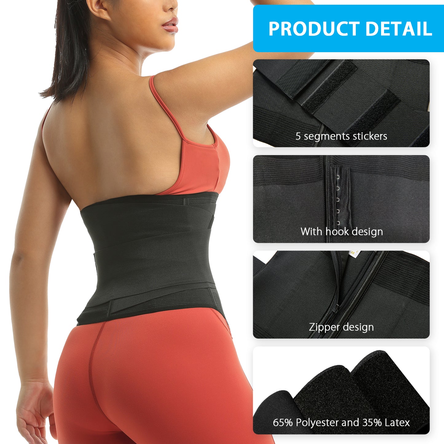 Women Invisible Sweat Waist Trimmer with Telescopic Tape Measure