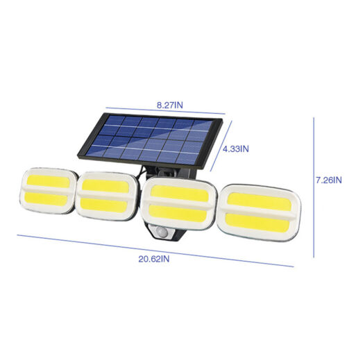 4 Head Adjustable Security Solar Sensor Lights Outdoor, 240 COB Solar Motion Sensor Lights