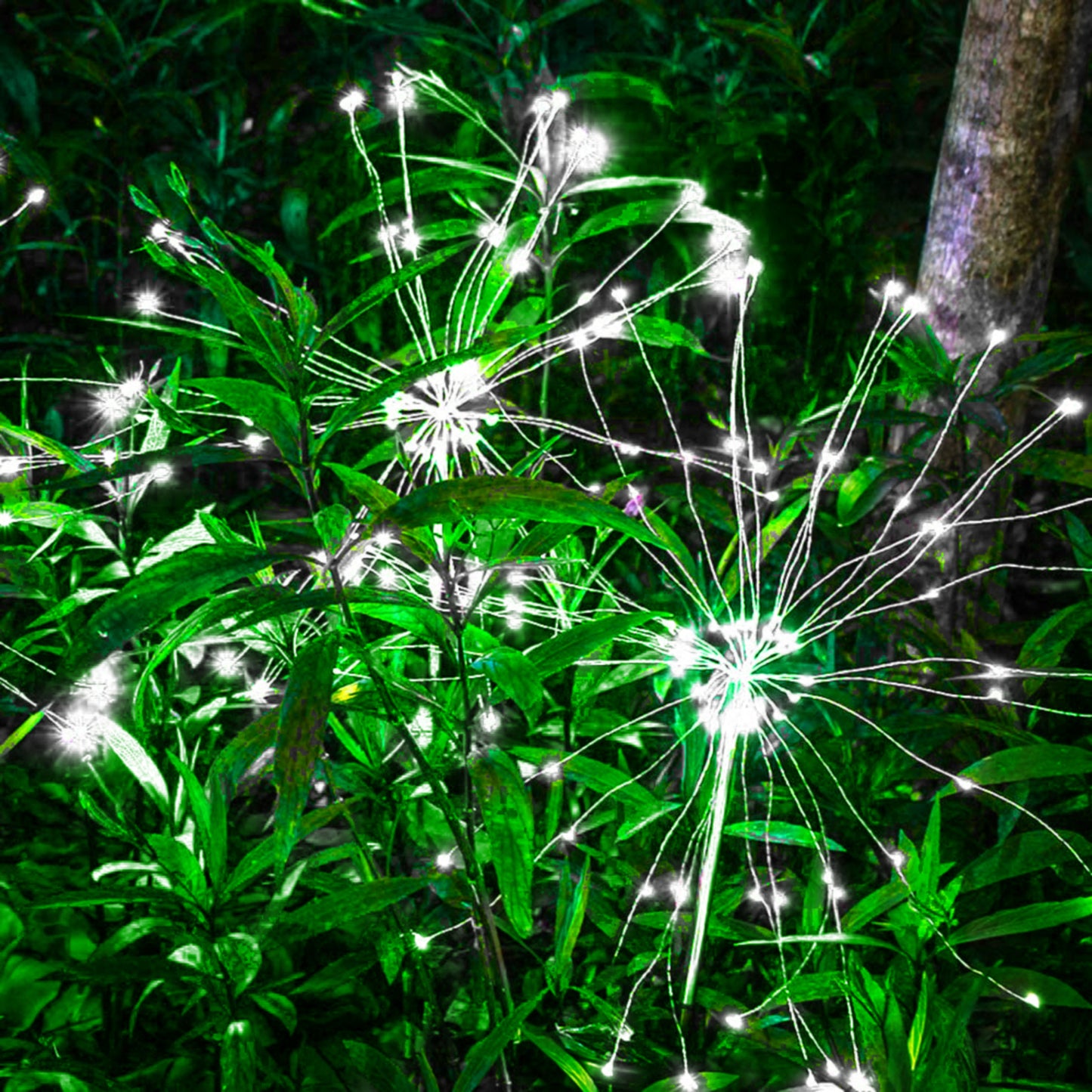 2Pcs Solar Powered Outdoor Firework Lamps 90 LED For Garden Lawn Light