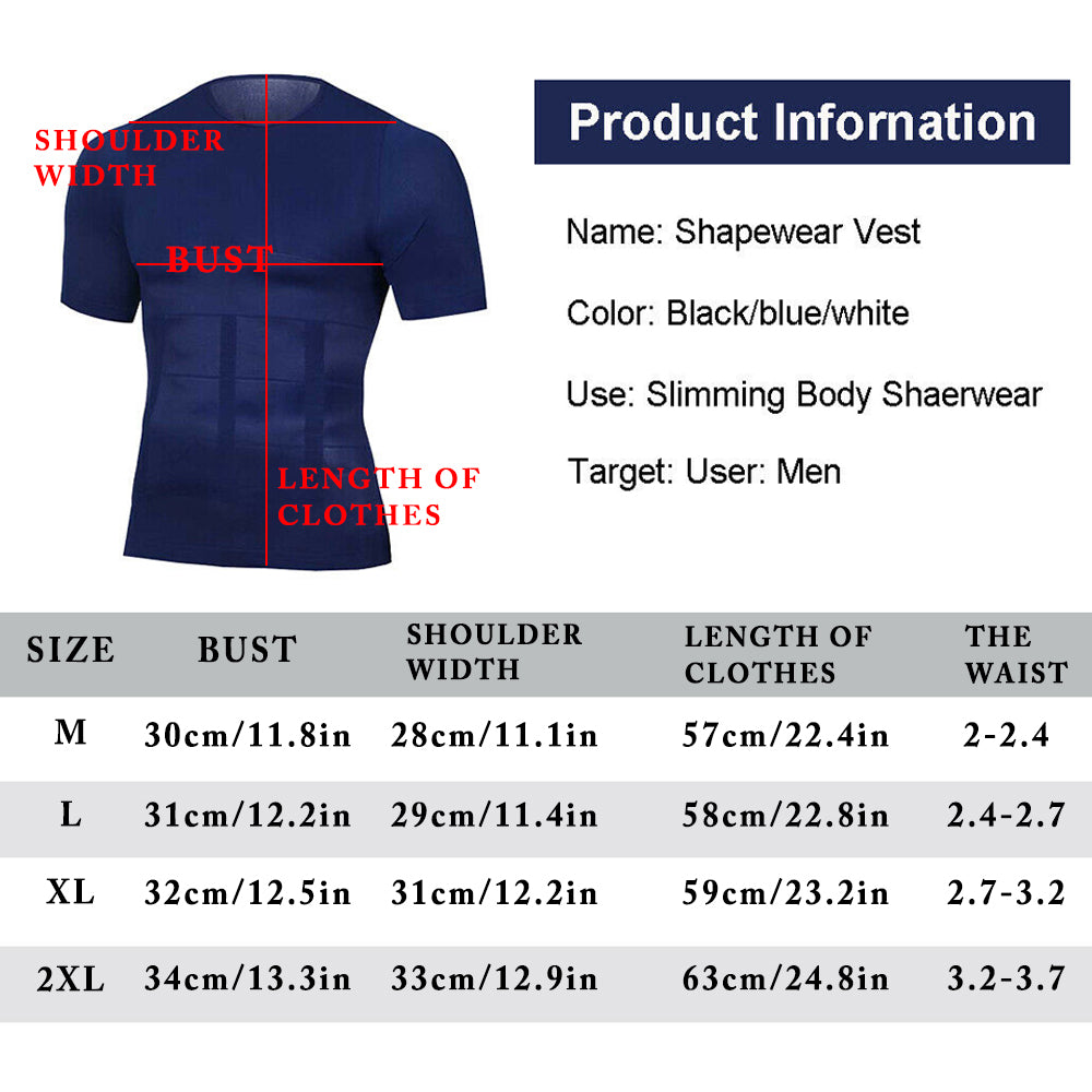 Men's Slimming Shaper Chest Tummy Shirt Corset Compression Body