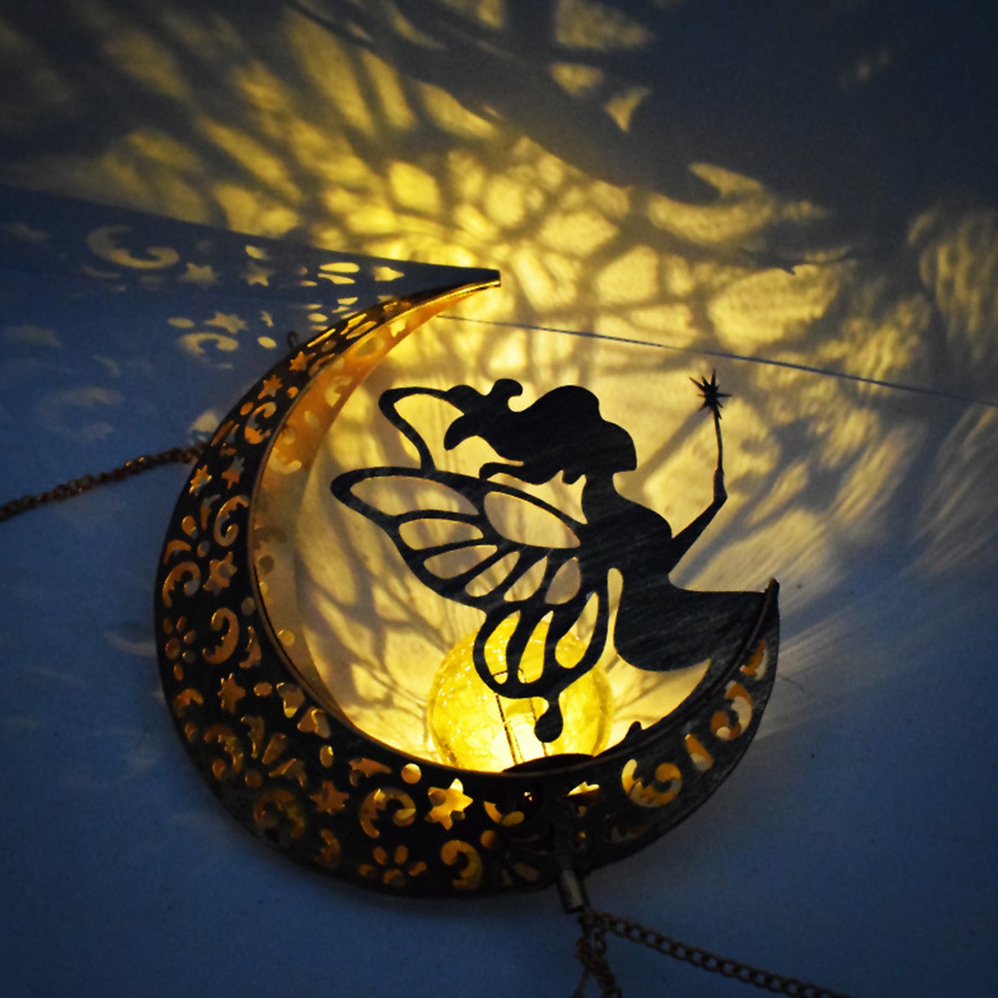 Solar Wind Chime light Moon Fairy Angel Outdoor Decor Hanging Light